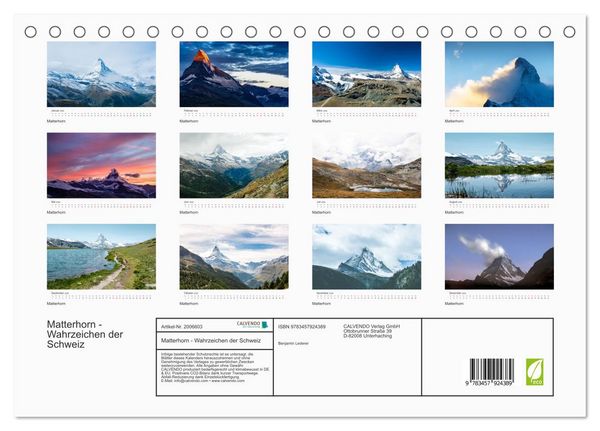 Produktbild: Matterhorn - Wahrzeichen der Schweiz (Tischkalender 2026 DIN A5 quer), CALVENDO Monatskalender