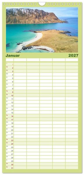Produktbild: Familienplaner 2027 - Norwegen - Das wundersch&ouml;ne Land im Norden. mit 5 Spalten (Wandkalender, 21 x 45 cm) CALVENDO