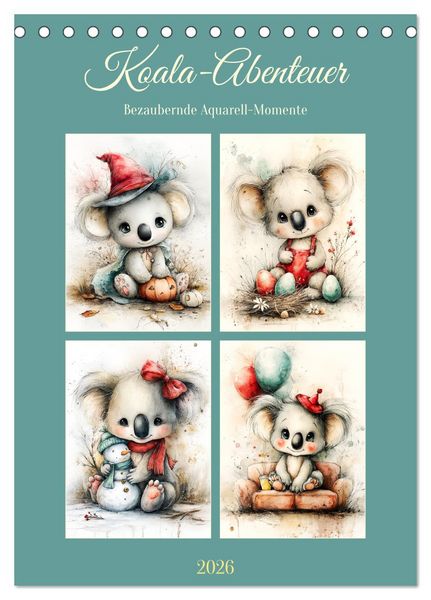 Produktbild: Koala-Abenteuer. Bezaubernde Aquarell-Momente (Tischkalender 2026 DIN A5 hoch), CALVENDO Monatskalender
