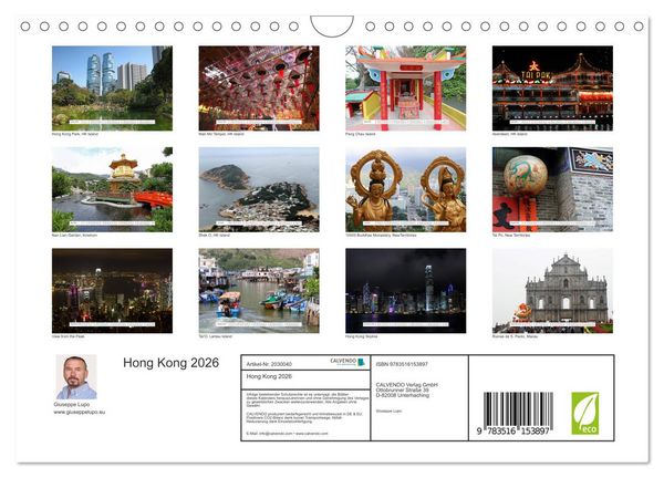 Produktbild: Hong Kong 2026 (Wandkalender 2026 DIN A4 quer), CALVENDO Monatskalender