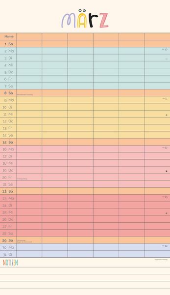 Produktbild: Unser buntes Jahr 2026 Familienplaner - Familien-Timer 26x45 cm - Offset-Papier - mit Ferienterminen - Wand-Planer - Familienkalender - Alpha Edition