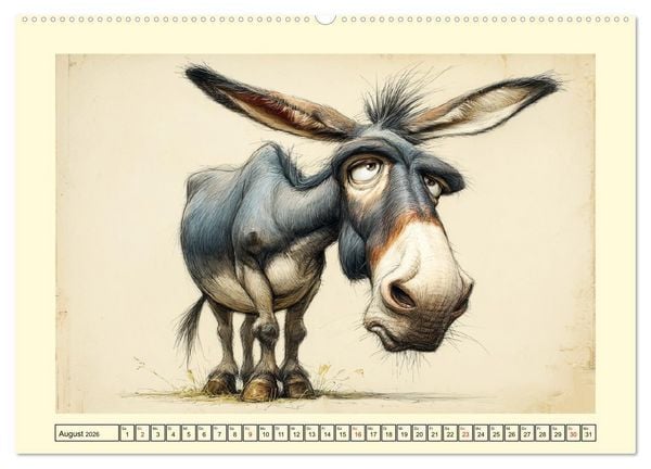Produktbild: Esel mit Haltung. Karikaturen zwischen Humor und Melancholie (hochwertiger Premium Wandkalender 2026 DIN A2 quer), Kunstdruck in Hochglanz