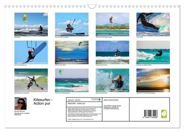 Produktbild: Kitesurfen - Action pur (Wandkalender 2026 DIN A3 quer), CALVENDO Monatskalender