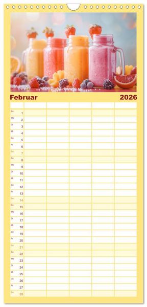 Produktbild: Familienplaner 2026 - Leckere Smoothies mit 5 Spalten (Wandkalender, 21 x 45 cm) CALVENDO