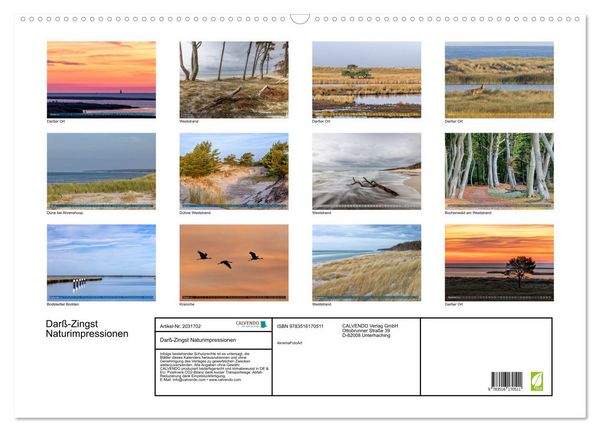 Produktbild: Dar&szlig;-Zingst Naturimpressionen (Wandkalender 2026 DIN A2 quer), CALVENDO Monatskalender