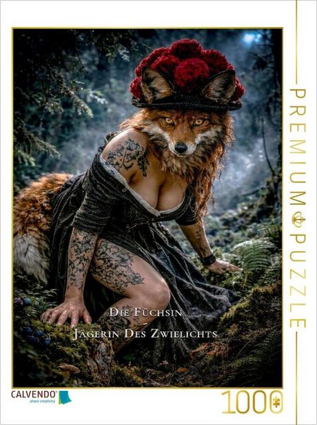 CALVENDO Puzzle Die Füchsin - Jägerin des Zwielichts | 1000 Teile Lege-Größe 64x48cm Foto-Puzzle für glückliche Stunden