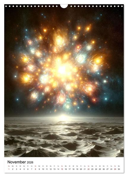 Produktbild: Astronomie Visionen - Ein von KI erschaffenes Panorama des Kosmos (Wandkalender 2026 DIN A3 hoch), CALVENDO Monatskalender