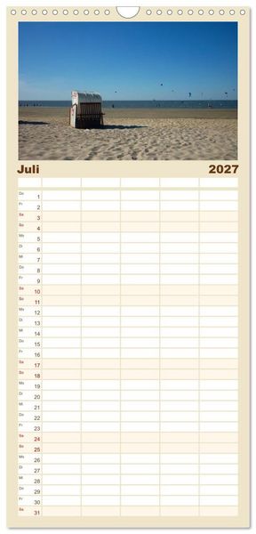 Produktbild: Familienplaner 2027 - An der Nordsee mit 5 Spalten (Wandkalender, 21 x 45 cm) CALVENDO