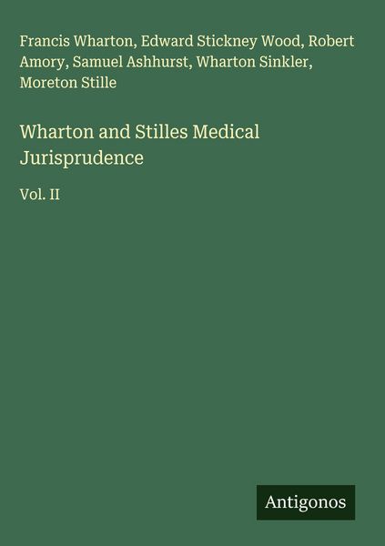 Produktbild: Wharton and Stilles Medical Jurisprudence
