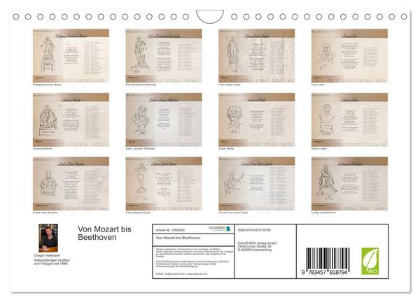 Produktbild: Von Mozart bis Beethoven (Wandkalender 2026 DIN A4 quer), CALVENDO Monatskalender