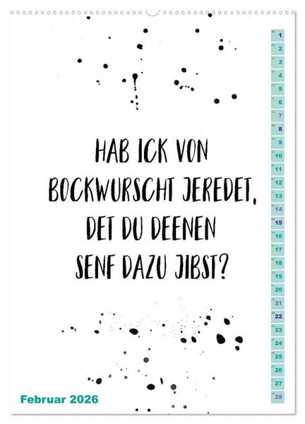 Produktbild: BERLINERISCH Lustige Spr&uuml;che (Wandkalender 2026 DIN A2 hoch), CALVENDO Monatskalender