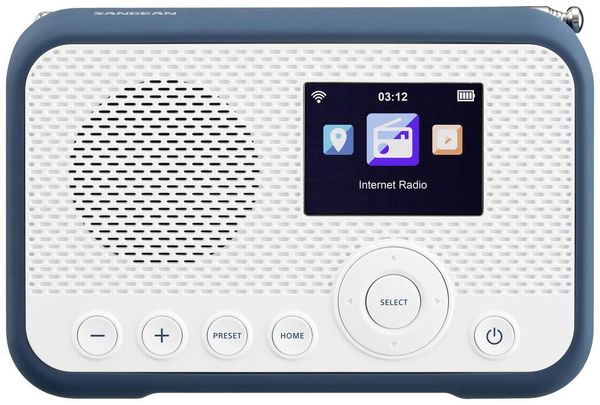 Produktbild: Sangean WFR-39 Internet Taschenradio Internet, DAB, UKW Internetradio, UKW, WLAN Spotify, Weckfunktion, wiederaufladbar Wei&szlig;, Blau