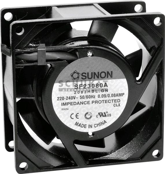 Produktbild: Sunon SF23080A2083HBL Axiall&uuml;fter 230 V/AC 40.78 m&sup3;/h (L x B x H) 80 x 80 x 38mm
