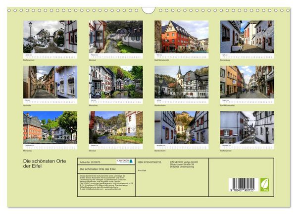 Produktbild: Die sch&ouml;nsten Orte der Eifel (Wandkalender 2026 DIN A3 quer), CALVENDO Monatskalender