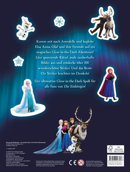 Produktbild: Disney Die Eisk&ouml;nigin: Der gro&szlig;e Glow-in-the-Dark-Stickerspa&szlig;: Stickern - R&auml;tseln - Ausmalen