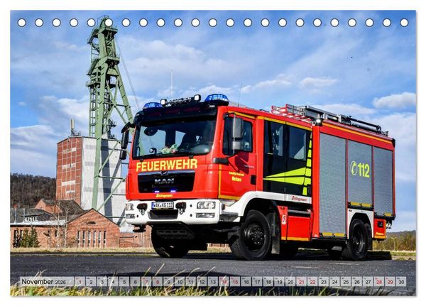 Produktbild: Feuerwehrfahrzeuge (Tischkalender 2026 DIN A5 quer), CALVENDO Monatskalender