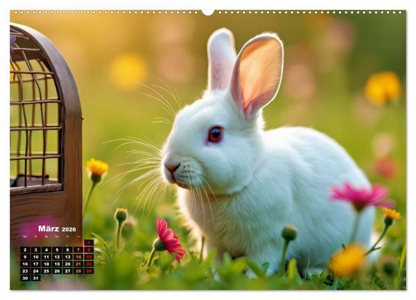 Produktbild: Kuschelige Kaninchen (Wandkalender 2026 DIN A2 quer), CALVENDO Monatskalender
