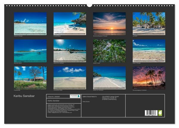 Produktbild: Karibu Sansibar (Wandkalender 2026 DIN A2 quer), CALVENDO Monatskalender