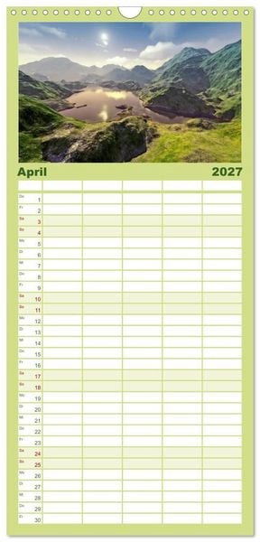 Produktbild: Familienplaner 2027 - Bezaubernde Landschaften mit 5 Spalten (Wandkalender, 21 x 45 cm) CALVENDO