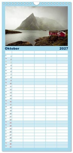 Produktbild: Familienplaner 2027 - Norwegen - Land im Norden mit 5 Spalten (Wandkalender, 21 x 45 cm) CALVENDO