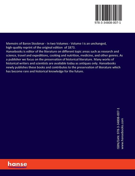 Produktbild: Memoirs of Baron Stockmar
