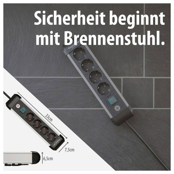 Produktbild: Brennenstuhl 1391030400 Steckdosenleiste mit Schalter Silber, Schwarz Schutzkontakt 1St.