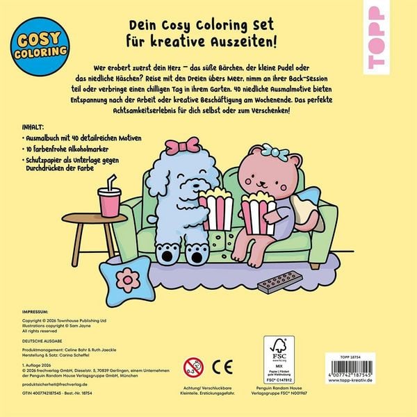 Produktbild: Cosy Coloring &bdquo;Cotton Candy&ldquo; Ausmalset - Einfach niedlich ausmalen