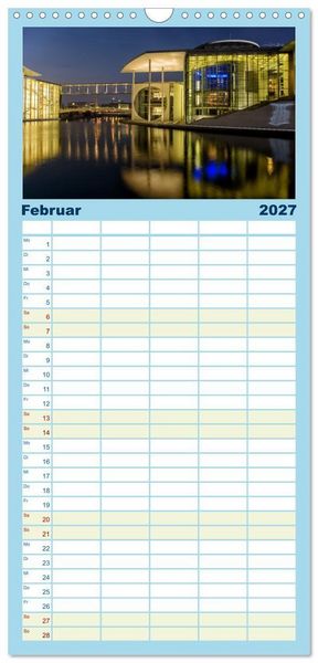 Produktbild: Familienplaner 2027 - Eine Reise durch Berlin bei Nacht mit 5 Spalten (Wandkalender, 21 x 45 cm) CALVENDO