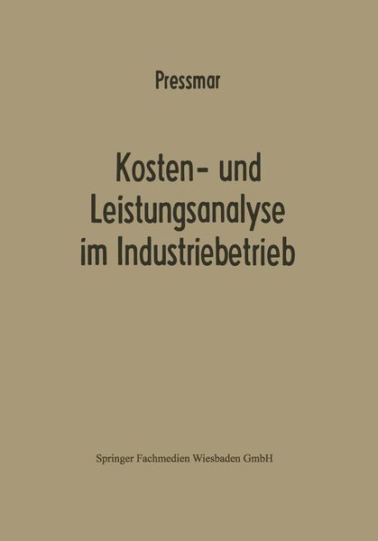Produktbild: Kosten- und Leistungsanalyse im Industriebetrieb