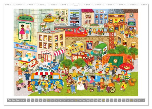 Produktbild: Wimmelig durch das Jahr (hochwertiger Premium Wandkalender 2026 DIN A2 quer), Kunstdruck in Hochglanz