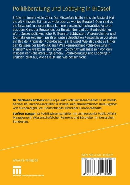 Produktbild: Politikberatung und Lobbying in Br&uuml;ssel