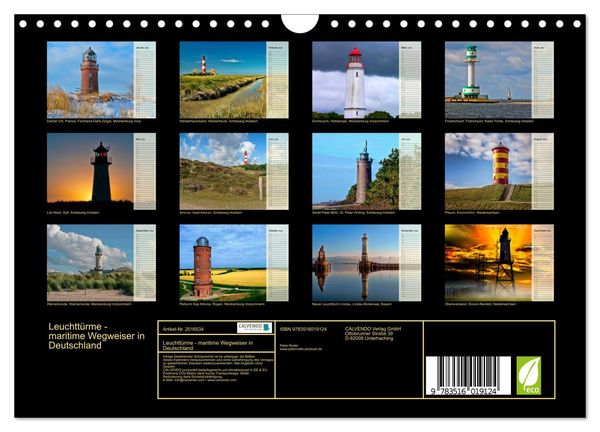 Produktbild: Leuchtt&uuml;rme - maritime Wegweiser in Deutschland (Wandkalender 2026 DIN A4 quer), CALVENDO Monatskalender