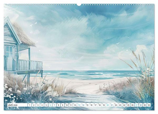 Produktbild: Strandtr&auml;ume in Aquarell (Wandkalender 2026 DIN A2 quer), CALVENDO Monatskalender