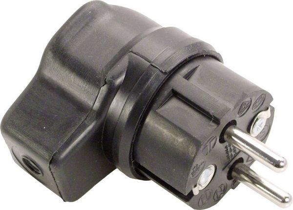 Produktbild: AS Schwabe 62207 Schutzkontakt-Winkelstecker Vollgummi 230V Schwarz IP44