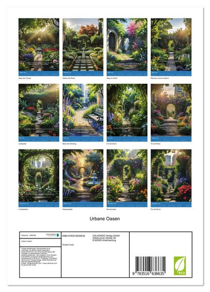 Produktbild: Urbane Oasen (Wandkalender 2026 DIN A4 hoch), CALVENDO Monatskalender