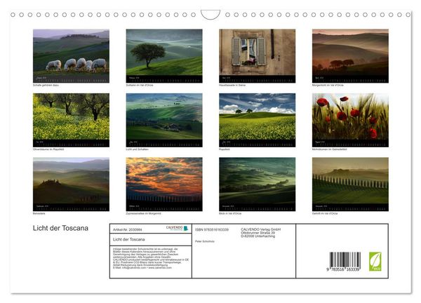 Produktbild: Licht der Toscana (Wandkalender 2026 DIN A3 quer), CALVENDO Monatskalender