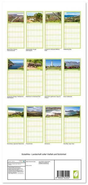 Produktbild: Familienplaner 2026 - S&uuml;dafrika - Landschaft voller Vielfalt und Sch&ouml;nheit mit 5 Spalten (Wandkalender, 21 x 45 cm) CALVENDO