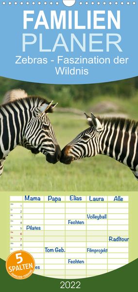 Produktbild: Familienplaner Zebras - Faszination der Wildnis (Wandkalender 2022 , 21 cm x 45 cm, hoch)