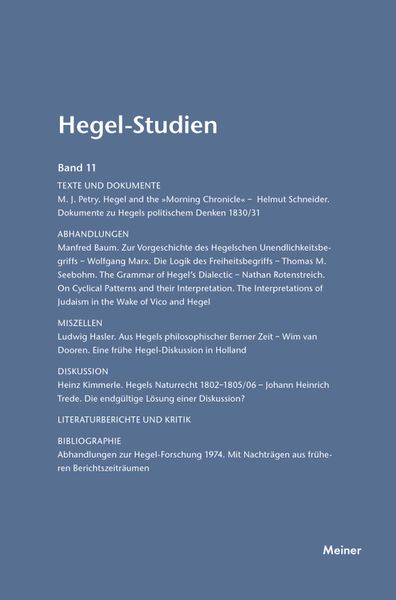 Produktbild: Hegel-Studien Band 11
