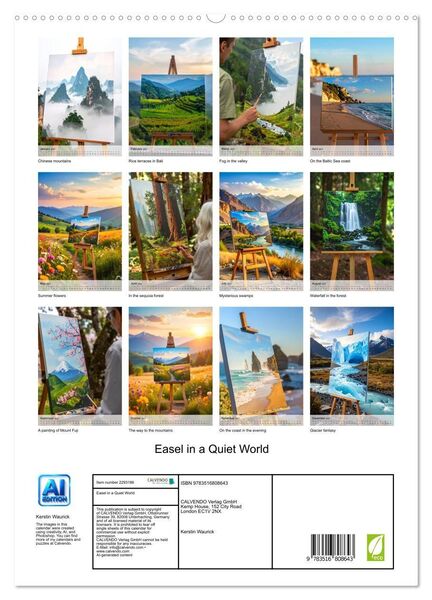 Produktbild: Easel in a Quiet World (High Quality Premium Wall Calendar 2027 DIN A2 portrait),CALVENDO 12 Month Wall Calendar