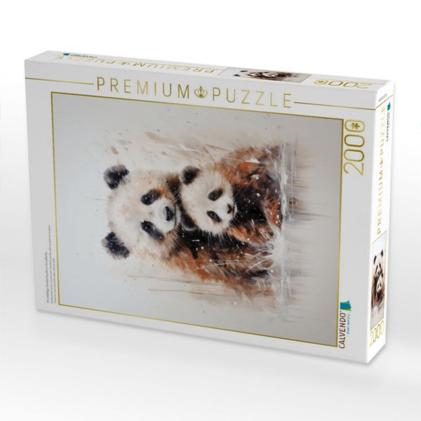 Produktbild: CALVENDO Puzzle Knuddelige Pandarfamilie in Acrylfarbe | 2000 Teile Lege-Gr&ouml;&szlig;e 90x67cm Foto-Puzzle f&uuml;r gl&uuml;ckliche Stunden