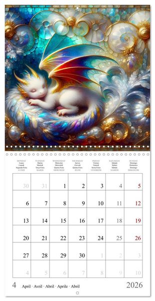 Produktbild: De jolis b&eacute;b&eacute;s dragons (Calendrier mural carr&eacute; 2026 30x30 cm) Calendrier double avec une page pour vos prises de notes