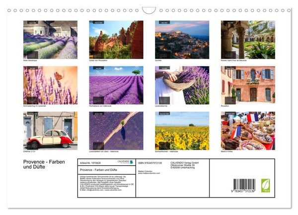 Produktbild: Provence - Farben und D&uuml;fte (Wandkalender 2026 DIN A3 quer), CALVENDO Monatskalender