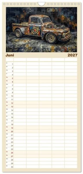 Produktbild: Familienplaner 2027 - Patina und PS mit 5 Spalten (Wandkalender, 21 x 45 cm) CALVENDO