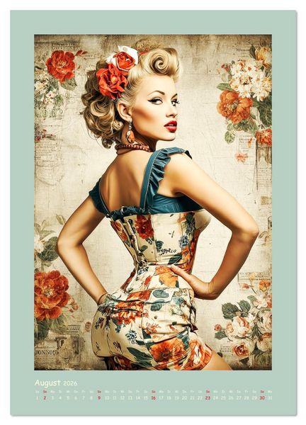 Produktbild: Flair der 50er Jahre. Girls im nostalgischen Pin-up-Stil (Wandkalender 2026 DIN A4 hoch), CALVENDO Monatskalender