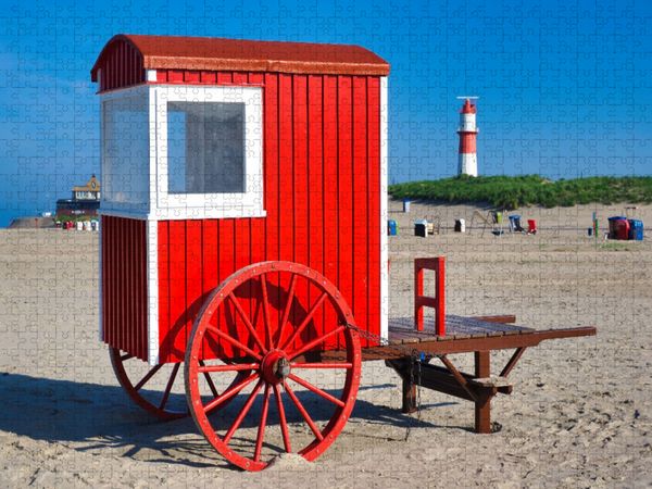 Produktbild: CALVENDO Puzzle Borkum Rot-Wei&szlig; | 1000 Teile Lege-Gr&ouml;&szlig;e 64x48cm Foto-Puzzle f&uuml;r gl&uuml;ckliche Stunden
