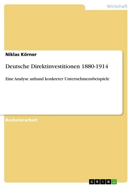 Produktbild: Deutsche Direktinvestitionen 1880-1914