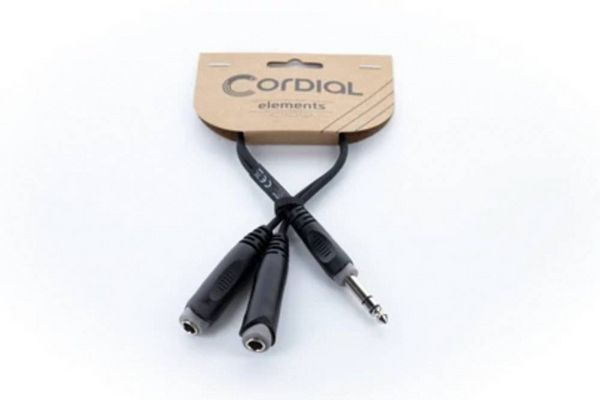 Produktbild: Cordial 14882 Klinke Audio Y-Adapter [1x Klinkenstecker 6.3mm (stereo) - 2x Klinkenbuchse 6.3mm (stereo)] 0.30m Schwarz