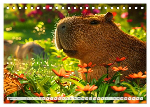Produktbild: Capybaras im Alltag - Ein Jahr voller Abenteuer (Tischkalender 2026 DIN A5 quer), CALVENDO Monatskalender