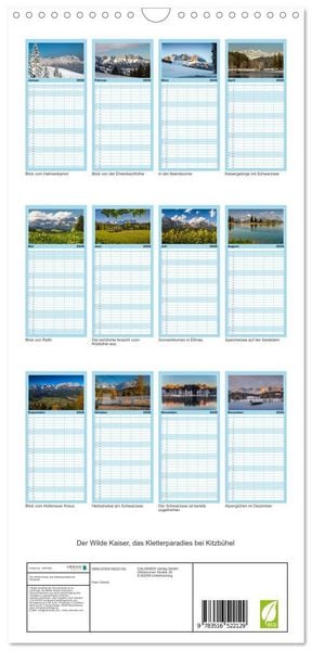Produktbild: Familienplaner 2026 - Der Wilde Kaiser, das Kletterparadies bei Kitzb&uuml;hel mit 5 Spalten (Wandkalender, 21 x 45 cm) CALVENDO
